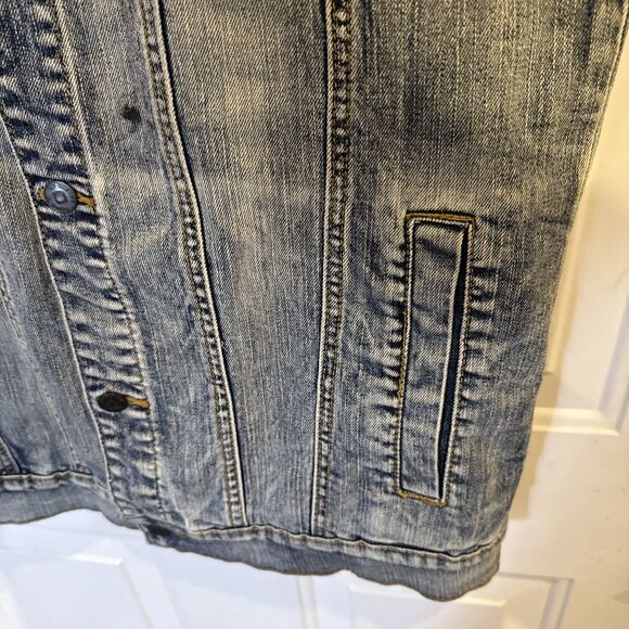 Unisex Denim Studded Vest Peace Sign Lip Service Cult Sz L GUC - Picture 9 of 13